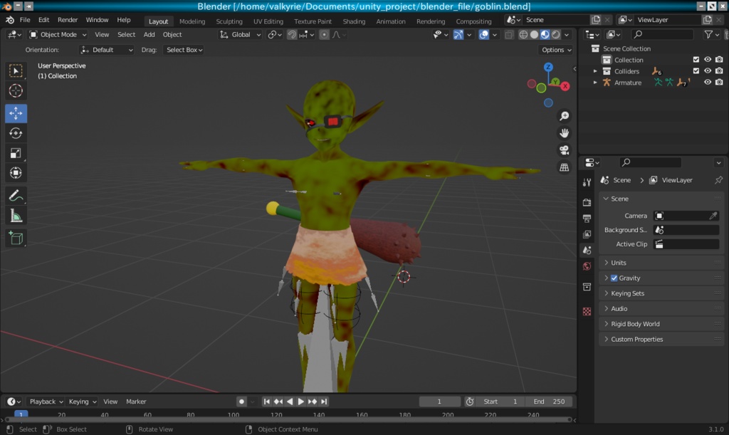棍棒を持ったゴブリン【オリジナル3Dモデル(VRM・MMD)】