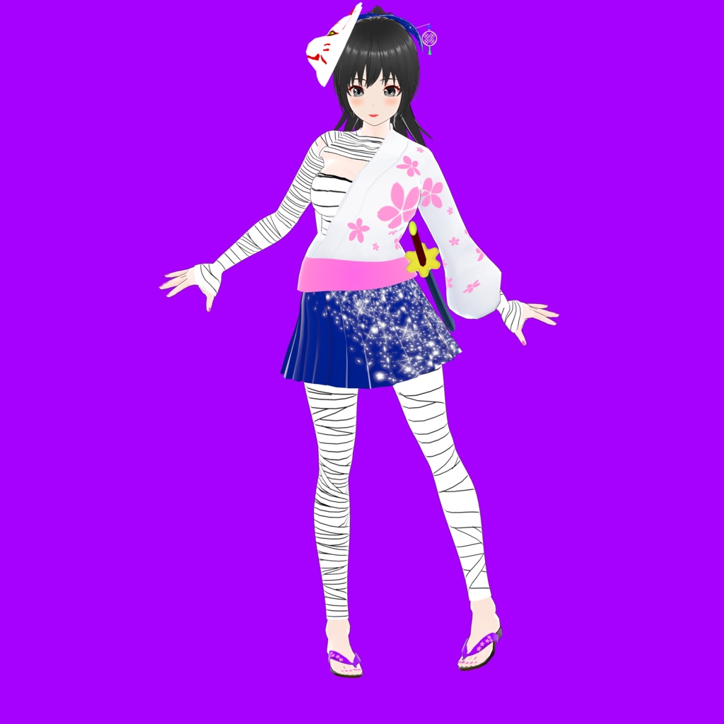 お市【オリジナル3Dモデル(VRM)+VRoid Studio用衣装カスタムアイテム+Blender用プロジェクトファイル】