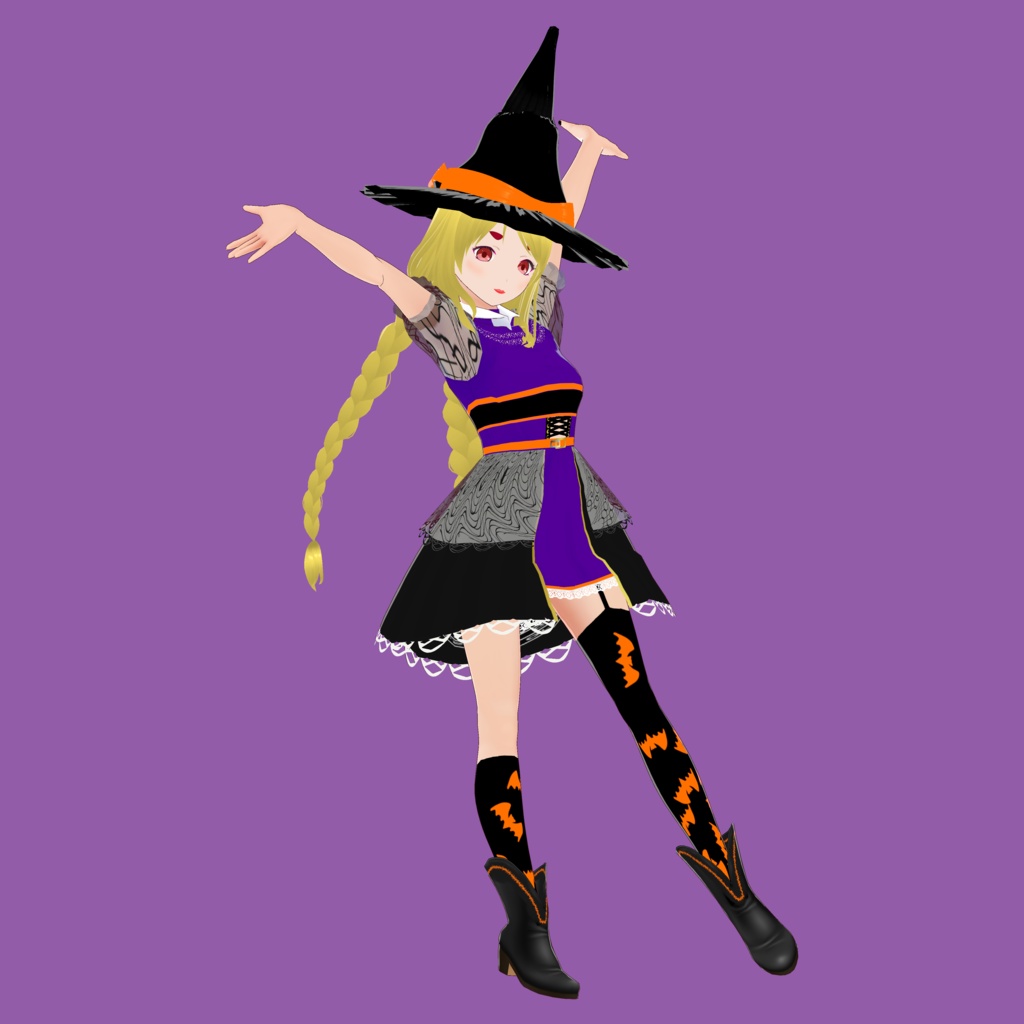 魔法使い女子【無料・オリジナル3Dモデル(VRM・MMD)+VRoid Studio用衣装テクスチャ付】