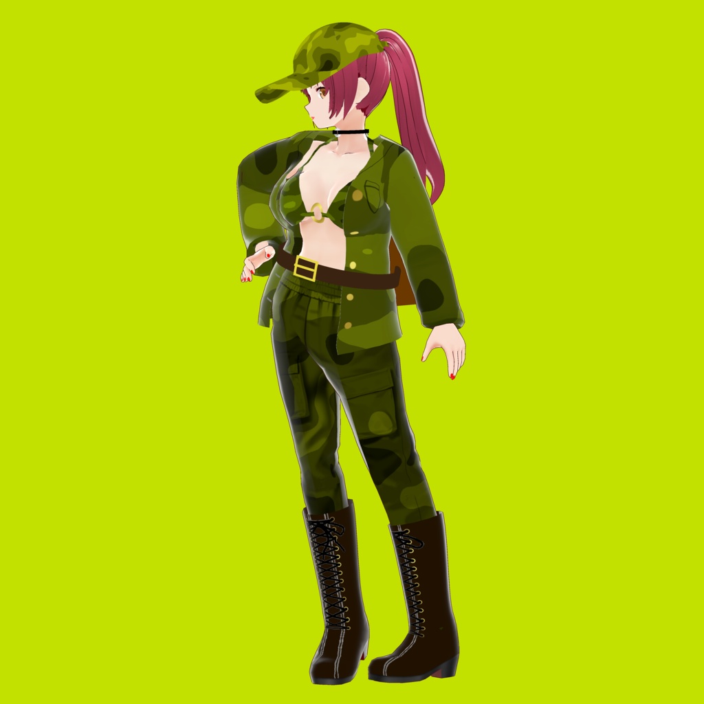 サバゲー女子【オリジナル3Dモデル(VRM)+衣装VRoid Studio用カスタムアイテム+blendファイルのセット】