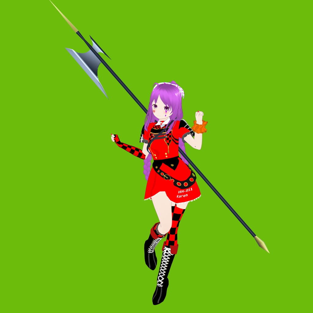 カレン V3【オリジナル3Dモデル(VRM・MMD)+VRoid Studio用衣装カスタムアイテム+Blenderモデリングデータ「ハルバード」】