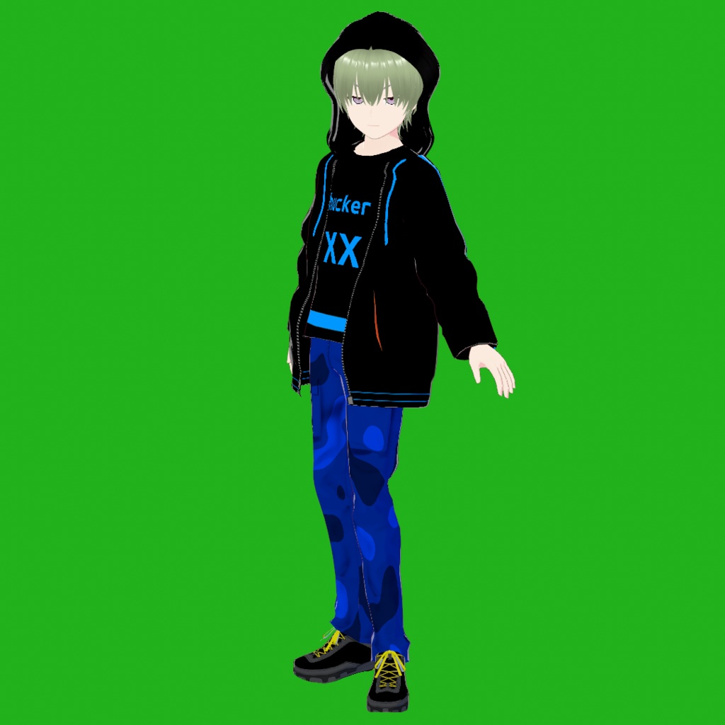 ハッカーXX【オリジナル3Dモデル(VRM ・MMD)+VRoid Studio用衣装カスタムアイテム】