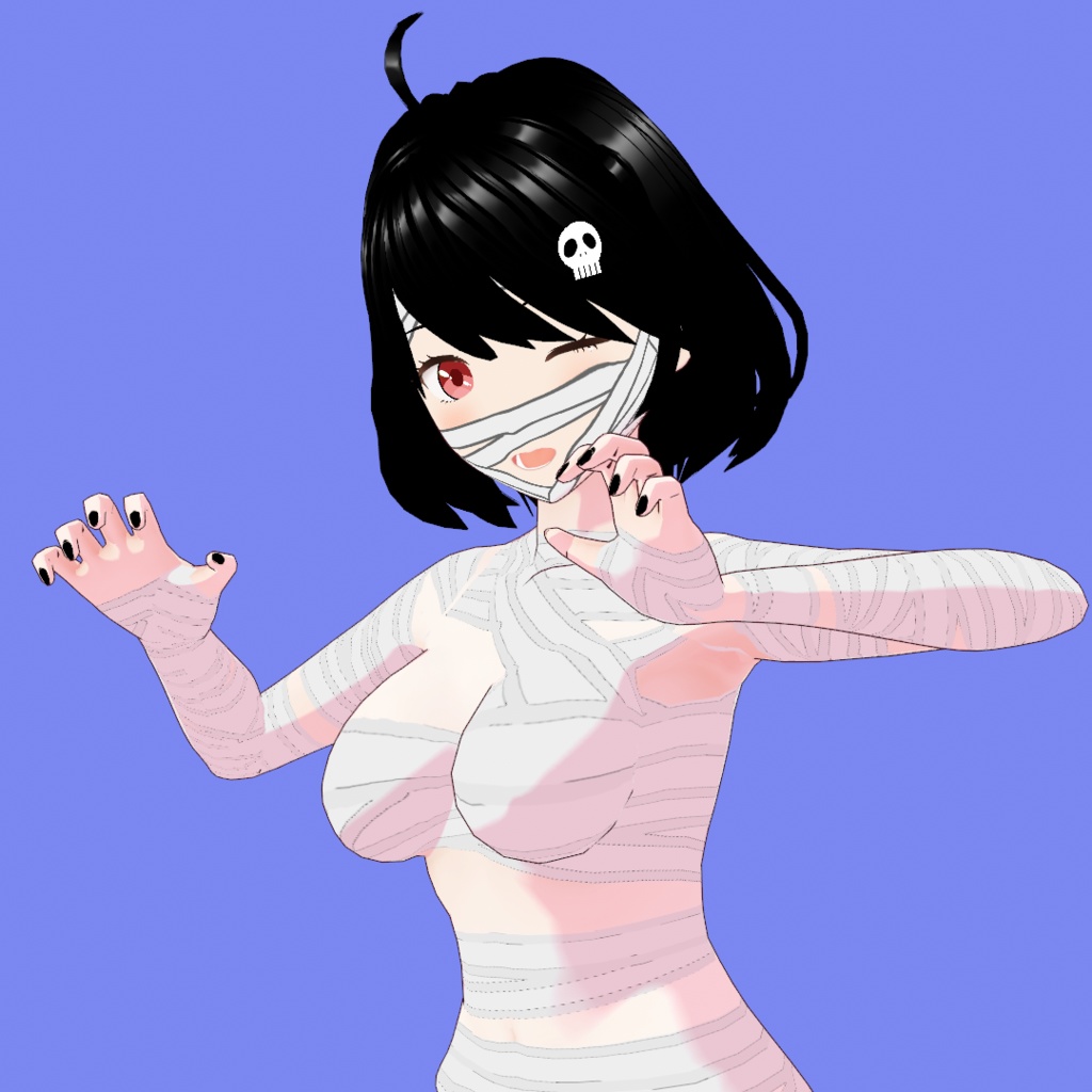 マミー V2【オリジナル3Dモデル(MMD・VRM)+VRoid Studio用衣装カスタムアイテム+「がおー」カスタムポーズ】