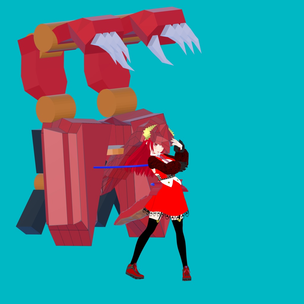 エルザ【オリジナル3Dモデル(VRM)+VRoid Studio用衣装カスタムアイテム+大型兵装「ドラゴンユニット」用Blenderファイル】