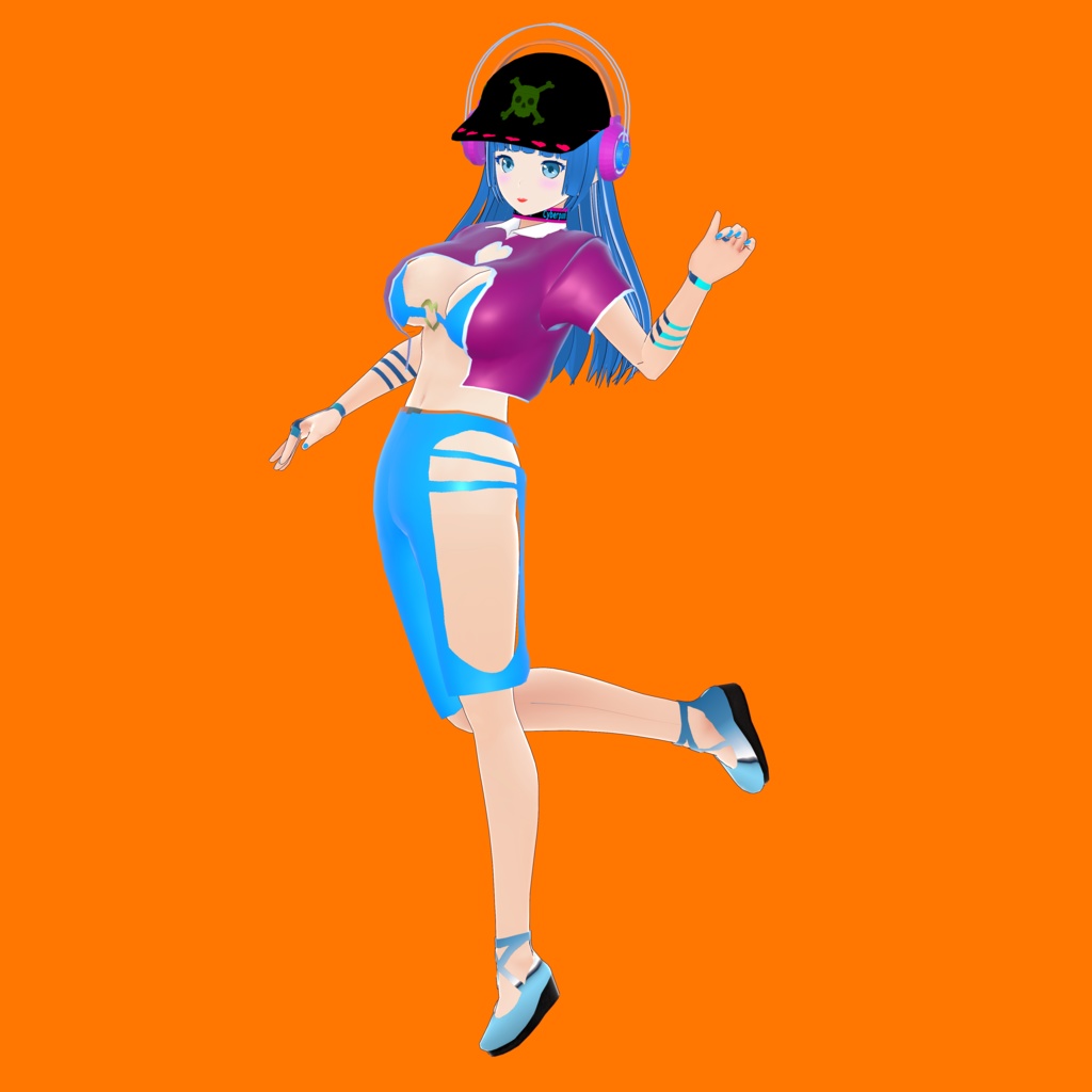 桃香サイバーパンクバージョン【オリジナル3Dモデル(VRM)+VRoid Studio用衣装カスタムアイテム+カスタムアクセサリー】