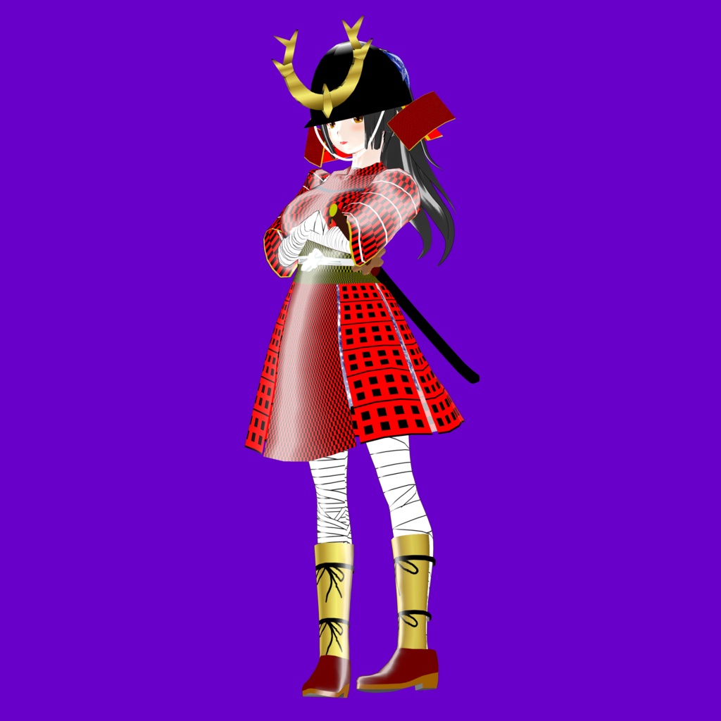 お市 弐式【オリジナル3Dモデル(VRM)+VRoid Studio用衣装カスタムアイテム+Blenderファイルのセット】