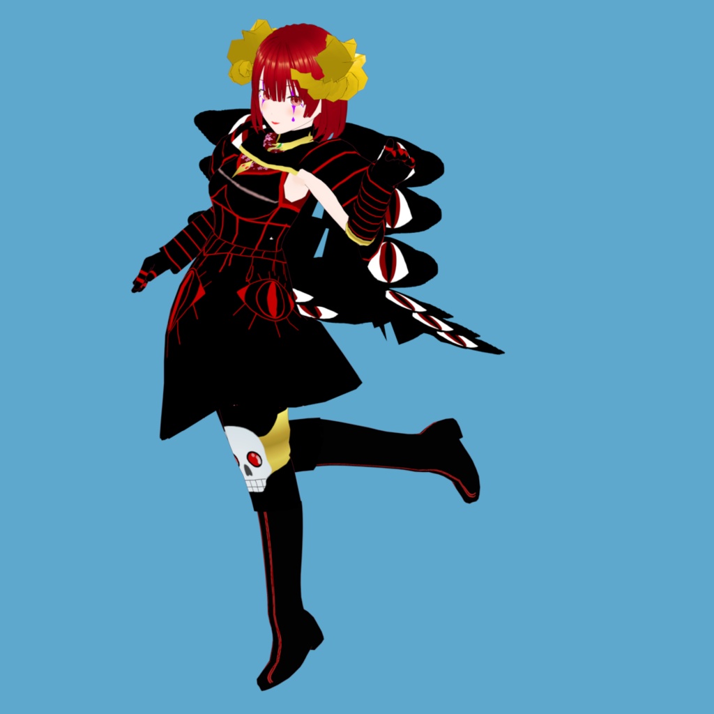 パンデモニウム【オリジナル3Dモデル(VRM)+VRoid Studio用衣装カスタムアイテム+VRoid Studio用ポーズ「女王の風格」のセット】