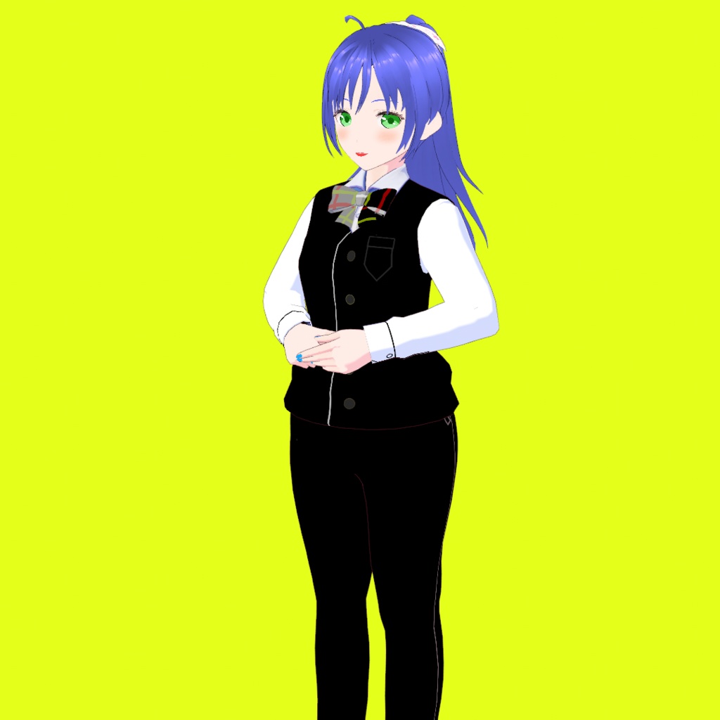 女性バーテンダー【オリジナル3Dモデル(VRM)+VRoid Studio用衣装カスタムアイテム+VRoid Studio用ポーズファイル「いらっしゃいませ」のセット】