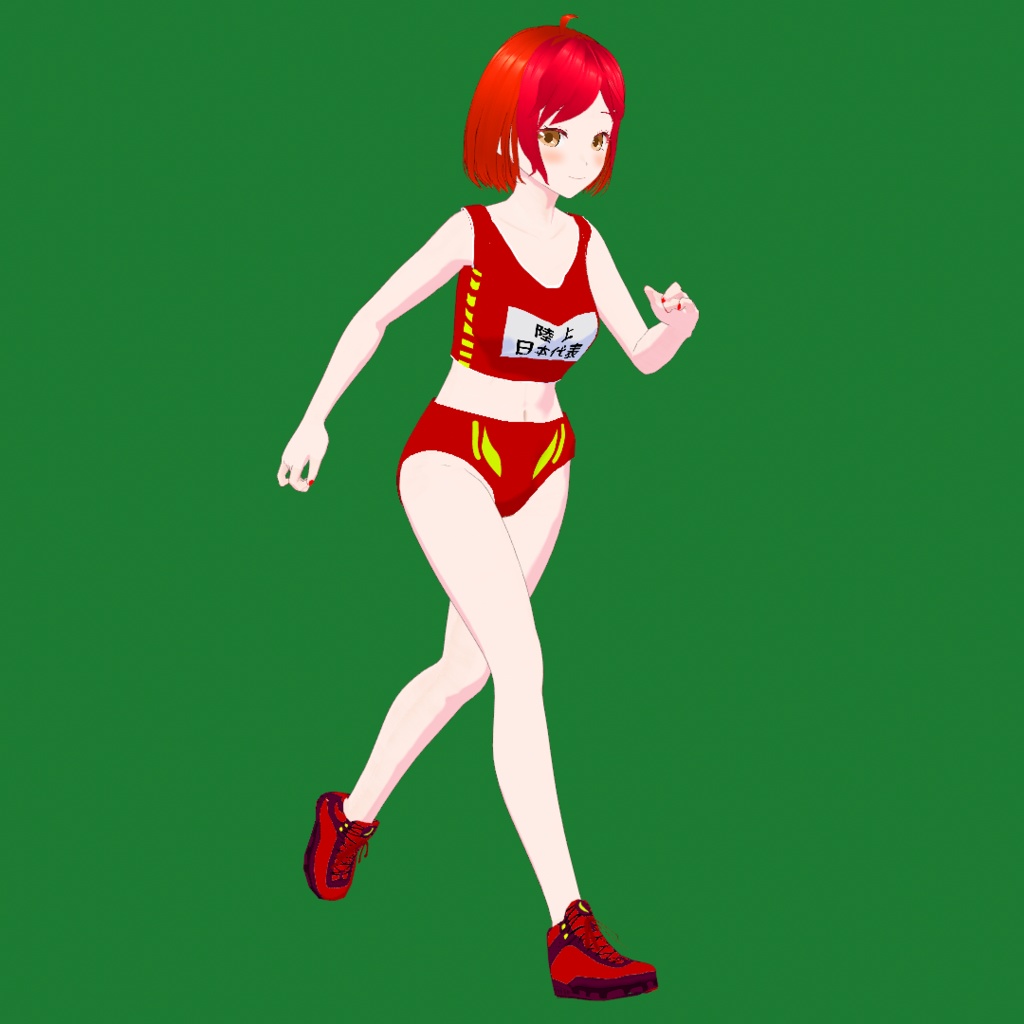 陸上女子【無料・オリジナル3Dモデル(VRM)+VRoid Studio用衣装カスタムアイテムのセット】