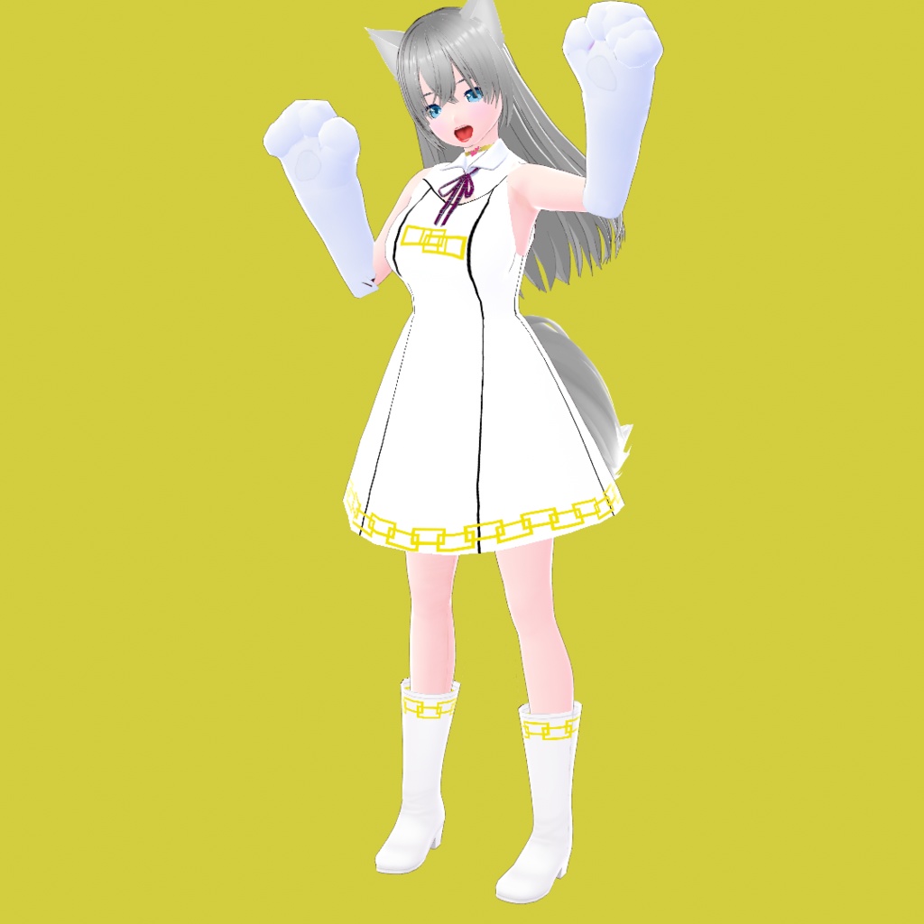 フェンリル【オリジナル3Dモデル(VRM)+VRoid Studio用カスタム衣装+カスタムポーズ「ガオー」】