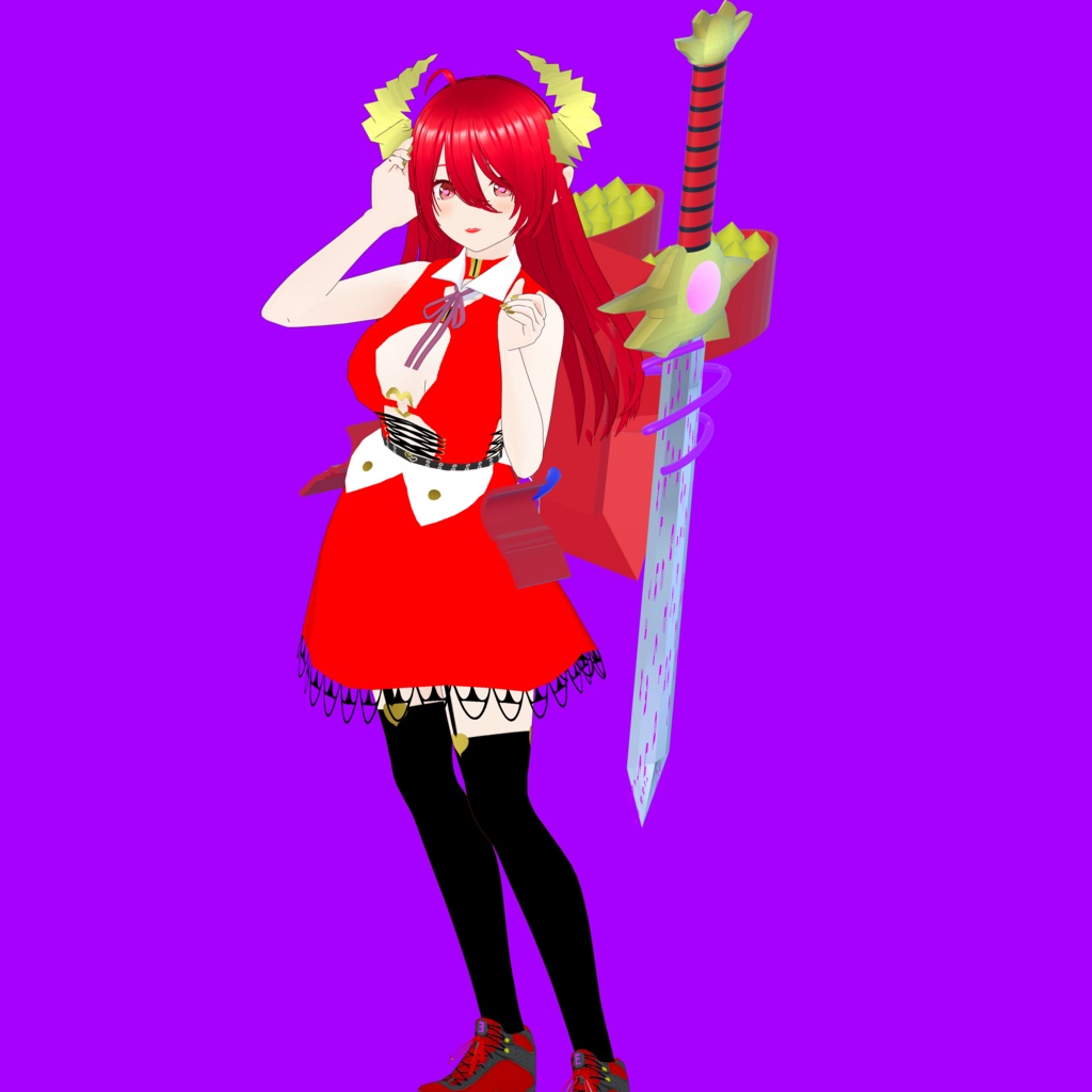 エルザ 火力重視型【オリジナル3Dモデル(VRM)+VRoid Studio用衣装カスタムアイテム+Blender用blendファイルのセット】