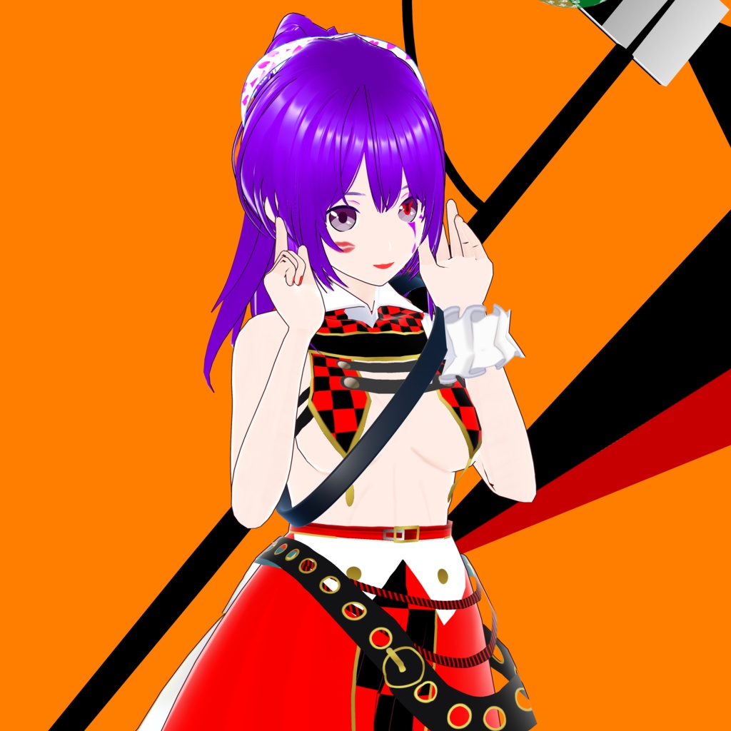 カレン(Type Joker V2)【オリジナル3Dモデル(VRM)+VRoid Studio用衣装カスタムアイテム+Blender用武器アイテムプロジェクトファイルのセット】
