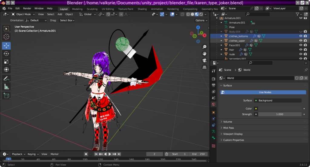 カレン(Type Joker V2)【オリジナル3Dモデル(VRM)+VRoid Studio用衣装カスタムアイテム+Blender用武器アイテムプロジェクトファイルのセット】