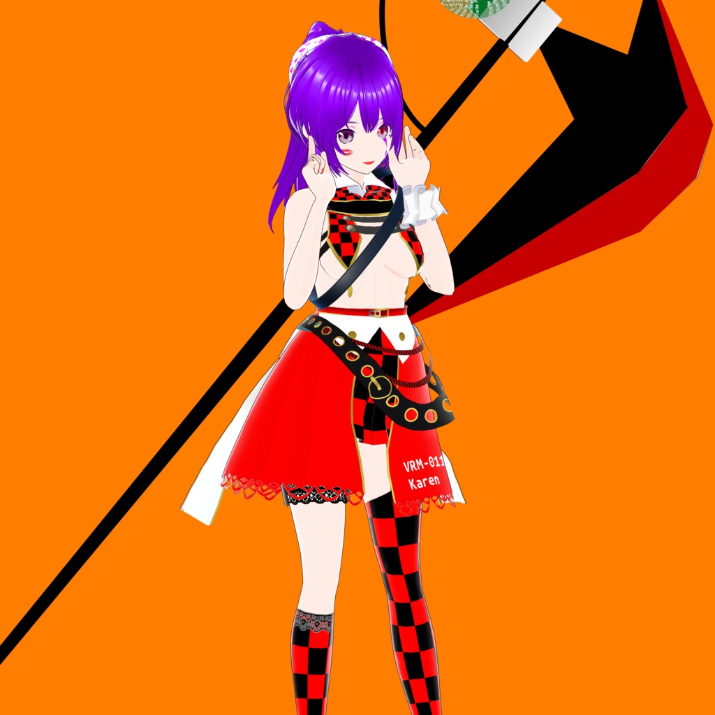 カレン(Type Joker V2)【オリジナル3Dモデル(VRM)+VRoid Studio用衣装カスタムアイテム+Blender用武器アイテムプロジェクトファイルのセット】