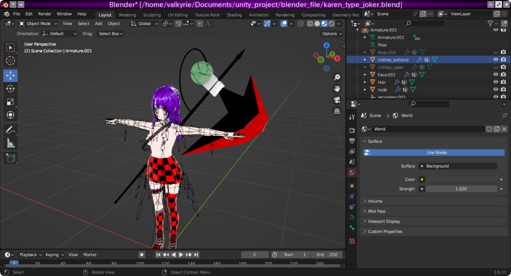 カレン(Type Joker V2)【オリジナル3Dモデル(VRM)+VRoid Studio用衣装カスタムアイテム+Blender用武器アイテムプロジェクトファイルのセット】
