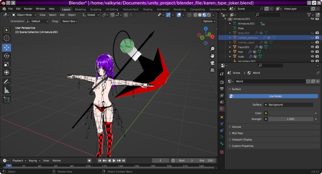 カレン(Type Joker V2)【オリジナル3Dモデル(VRM)+VRoid Studio用衣装カスタムアイテム+Blender用武器アイテムプロジェクトファイルのセット】