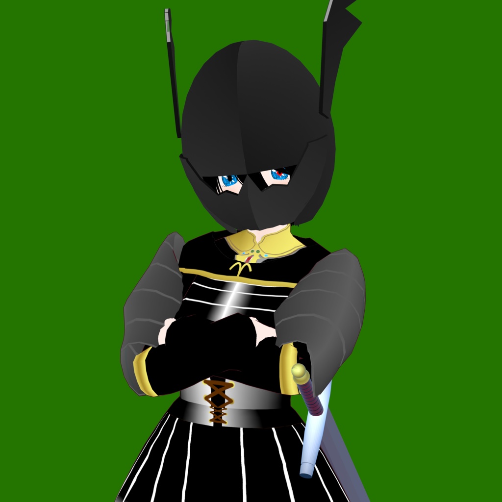 暗黒の戦士【オリジナル3Dモデル（VRM）+VRoid Studio用衣装カスタムアイテム+アクセサリ編集用Blenderプロジェクトファイル】