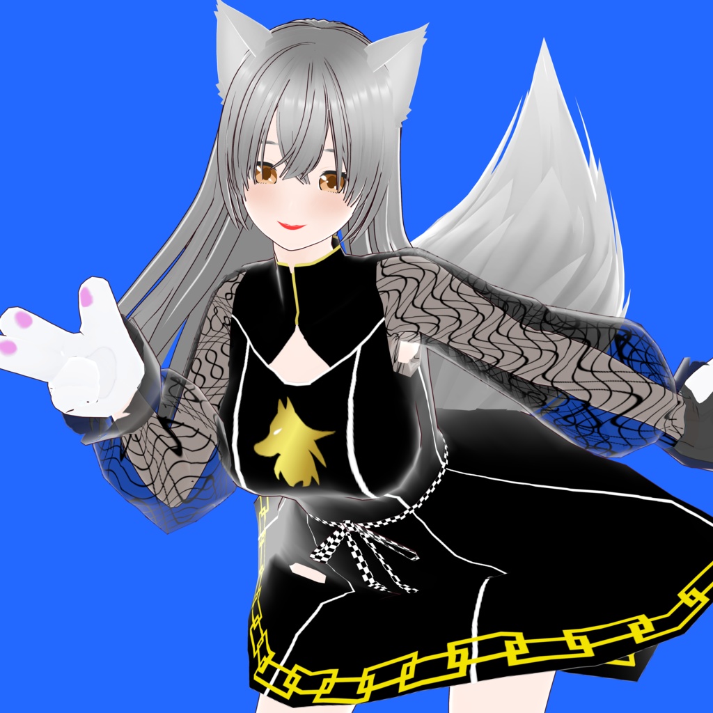 フェンリル V2【オリジナル3Dモデル(VRM)+VRoid Studio用衣装カスタムアイテム+VRoid Studio用ポーズファイルのセット】