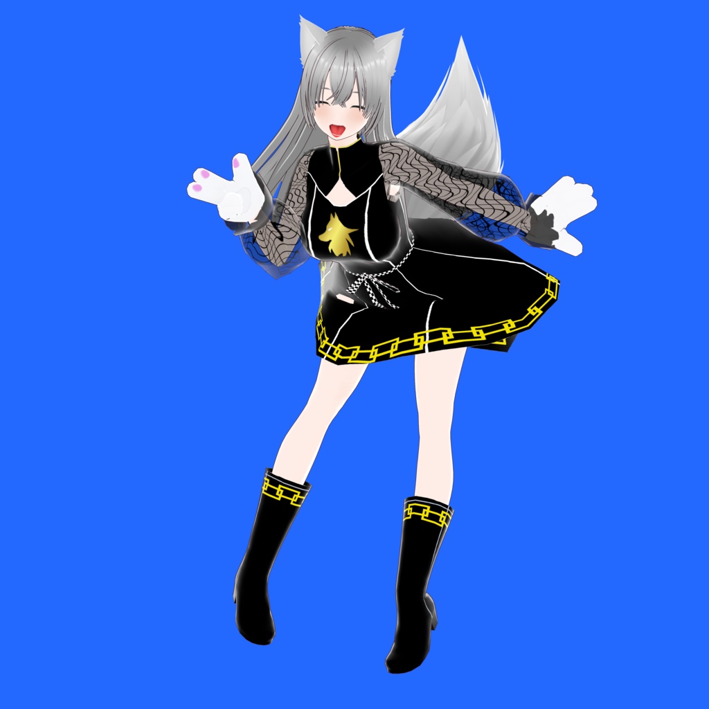 フェンリル V2【オリジナル3Dモデル(VRM)+VRoid Studio用衣装カスタムアイテム+VRoid Studio用ポーズファイルのセット】