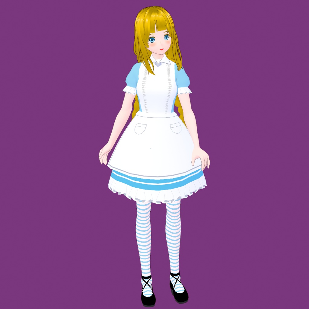 鏡の国のアリス【3Dモデル(VRM)+vroidファイル+VRoid Studio用衣装カスタムアイテムのセット】