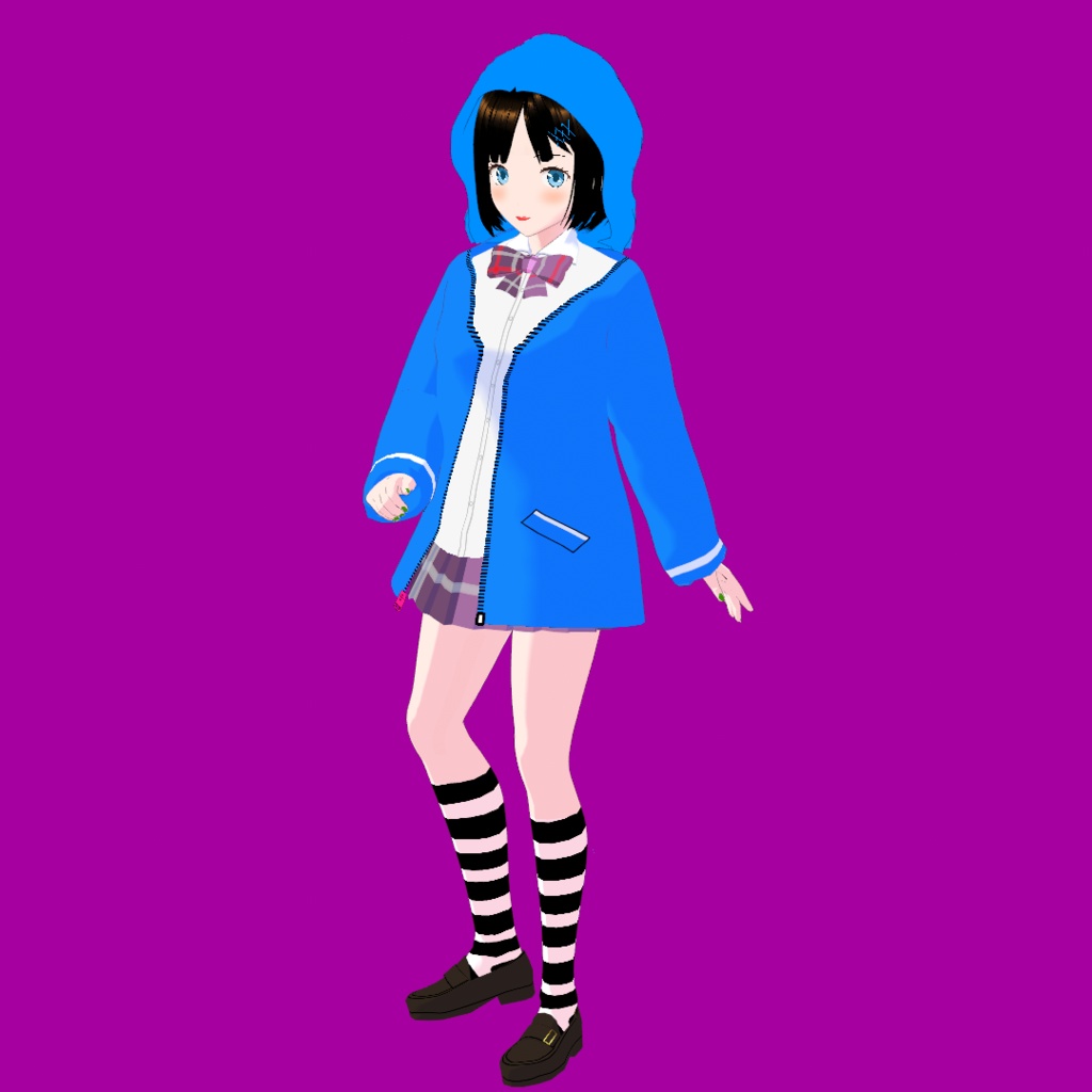 制服女子A【オリジナル3Dモデル+VRoidファイル+VRoid Studio用衣装カスタムアイテムのセット】