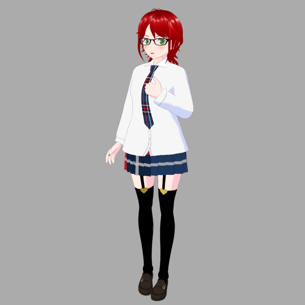 制服女子B【オリジナル3Dモデル(VRM)+VRoidファイル+VRoid Studio用衣装カスタムアイテムのセット】
