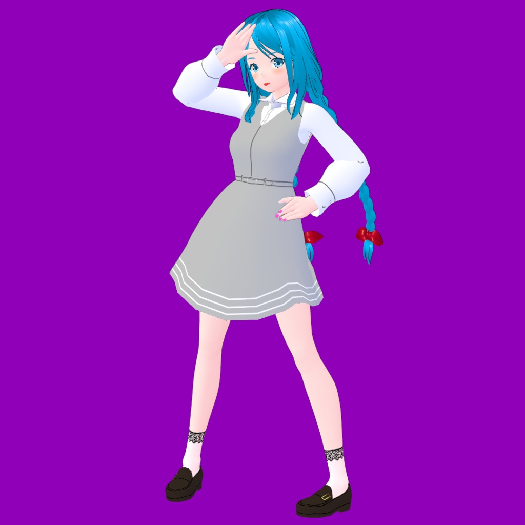 制服女子C【オリジナル3Dモデル(VRM)+VRoidファイル+VRoid Studio用衣装カスタムファイルのセット】