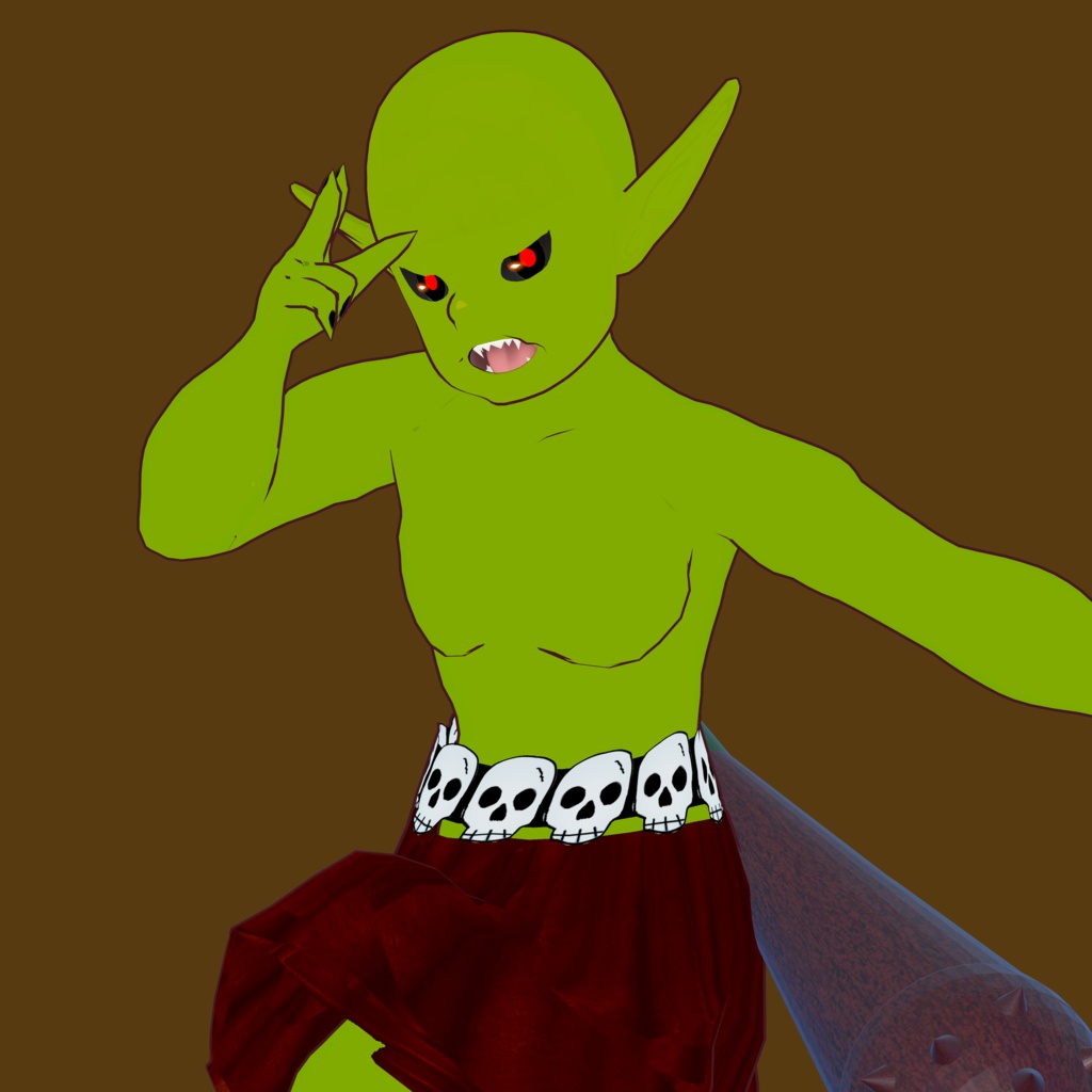 ゴブリン V2【オリジナル3Dモデル(VRM)+VRoidファイル+VRoidStudio用衣装カスタムアイテム+blendファイルのセット】