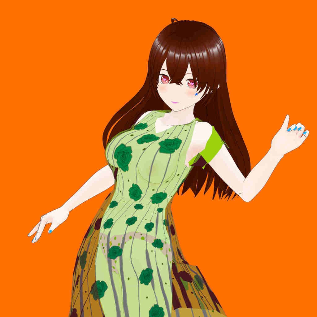 シースルーバラ柄ワンピース【VRoid Studio用衣装カスタムアイテム+Xwearのセット】