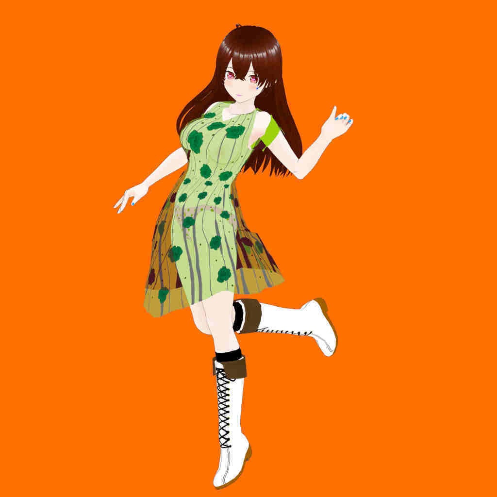 シースルーバラ柄ワンピース【VRoid Studio用衣装カスタムアイテム+Xwearのセット】