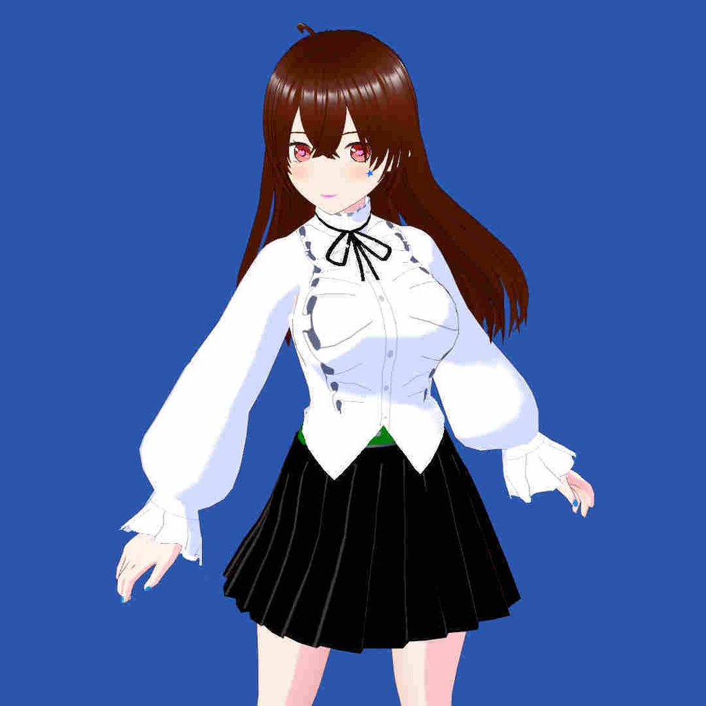 ガーリー系ブラウスホワイト【VRoid Studio用衣装カスタムアイテム+Xwearのセット】