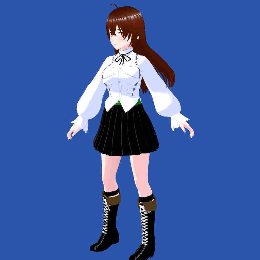 ガーリー系ブラウスホワイト【VRoid Studio用衣装カスタムアイテム+Xwearのセット】