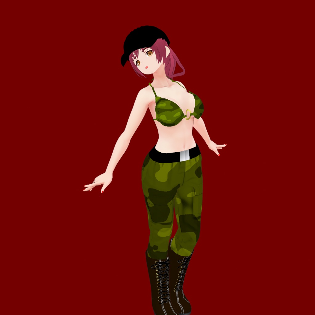 サバゲー女子 V2【オリジナル3Dモデル(VRM) + VRoidファイル + VRoid Studio用衣装カスタムアイテムのセット】