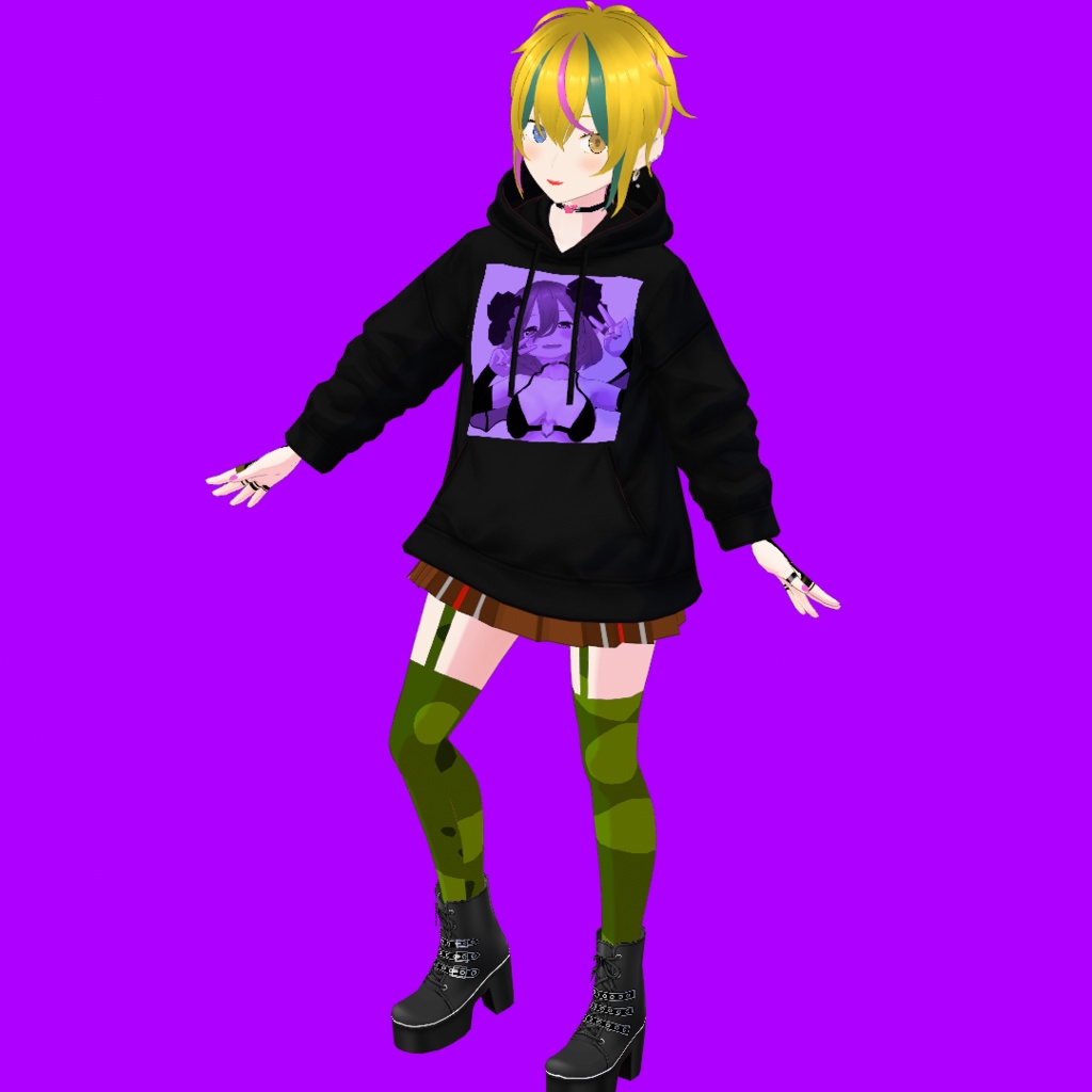 咲子(さきこ) V2【オリジナル3Dモデル(VRM) + VRoidファイル + VRoid衣装カスタムアイテムのセット】