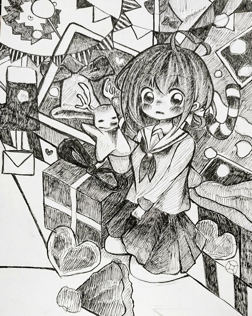 A4モノクロ原画　　Xmas