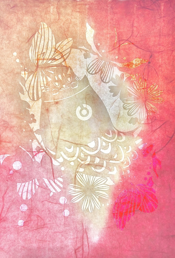 ねこいのぼり(猫鯉のぼり) 切り絵