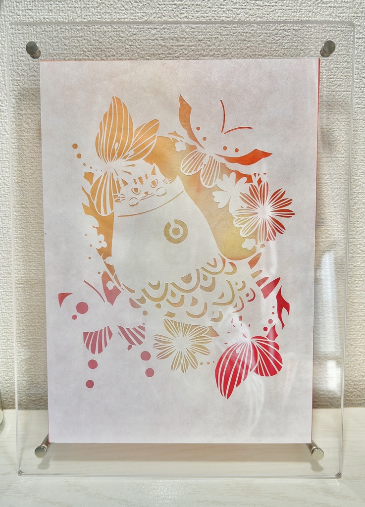 ねこいのぼり(猫鯉のぼり) 切り絵