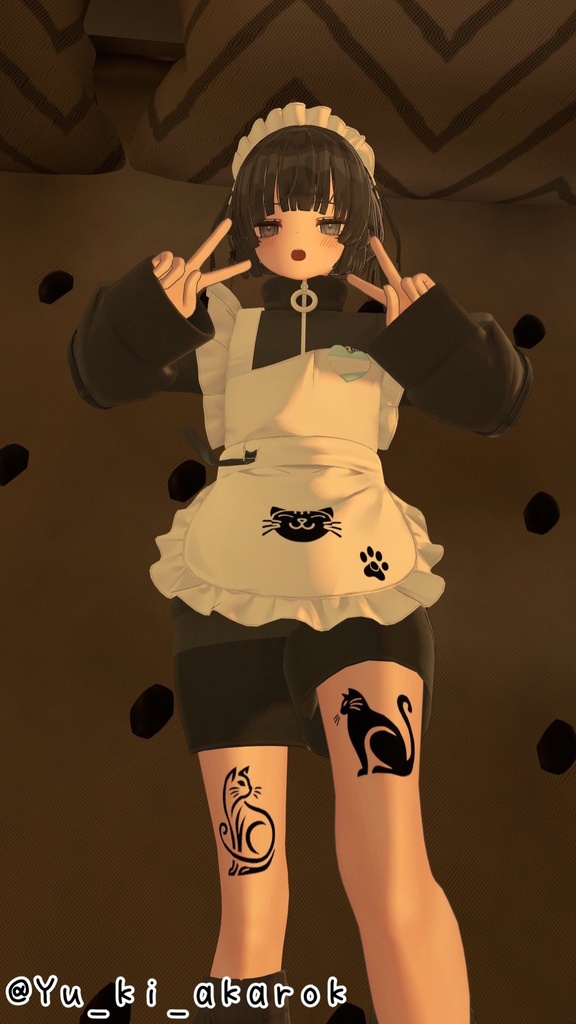 猫シルエットタトゥー Cat tattoo