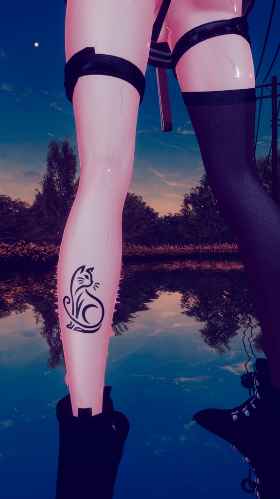 猫シルエットタトゥー Cat tattoo