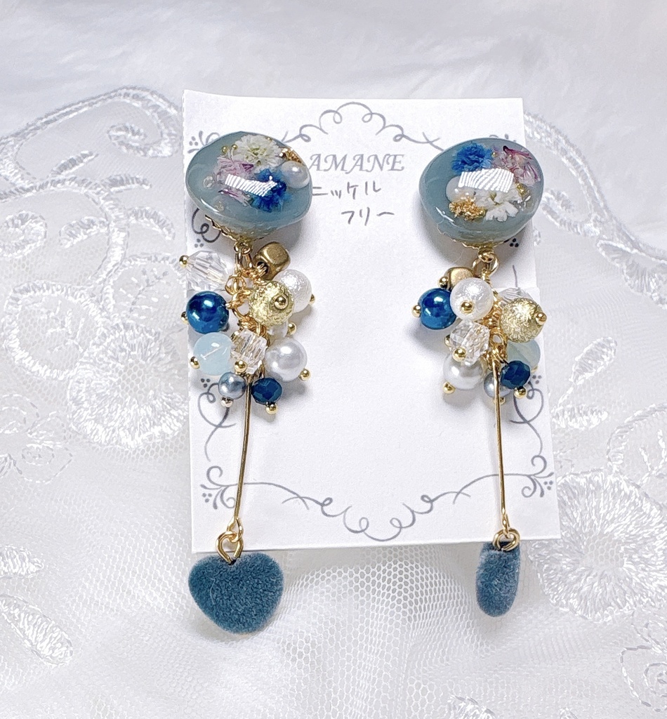 【No.3】小さな ハート 揺れる ニッケルフリー イヤリング