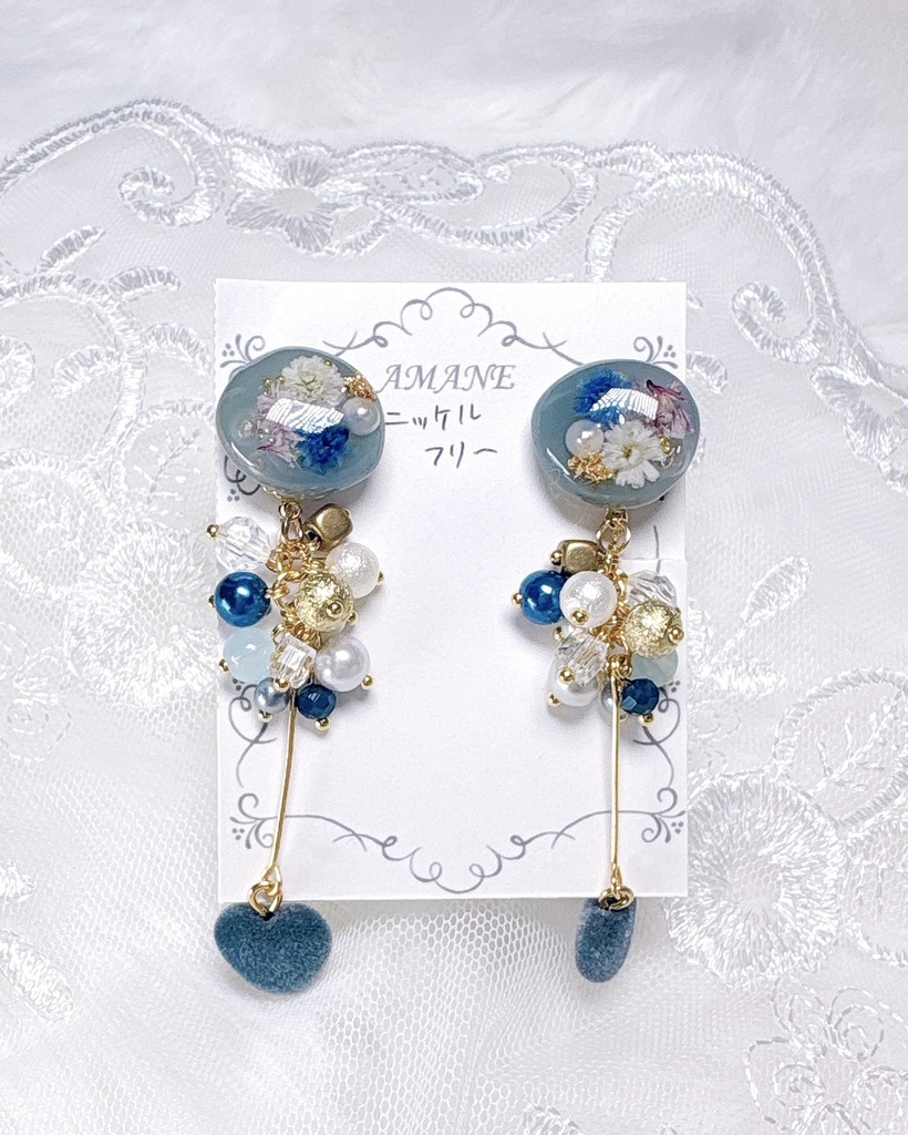 【No.3】小さな ハート 揺れる ニッケルフリー イヤリング