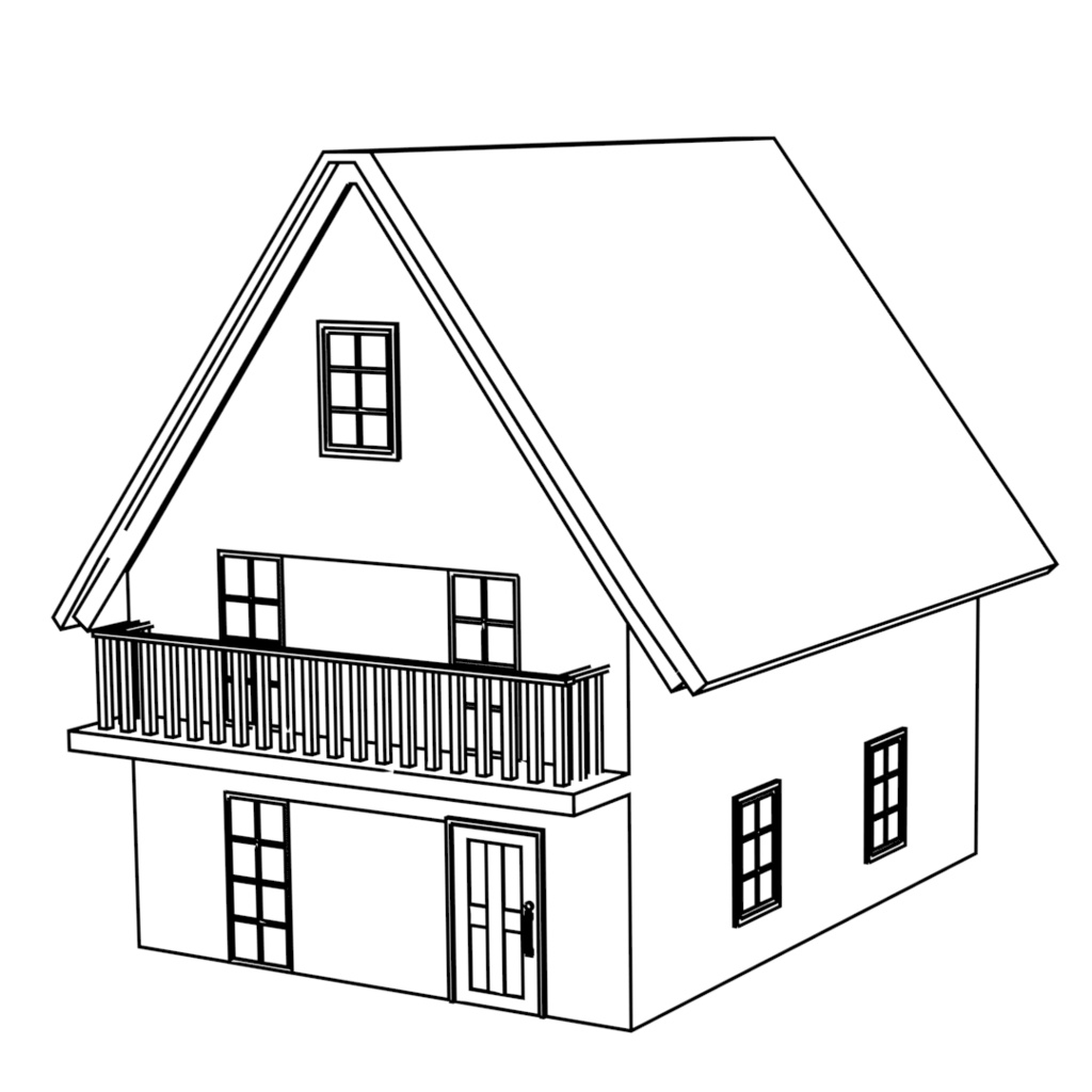 【漫画背景用3D素材】洋風の家(町.ver) 【No.9】