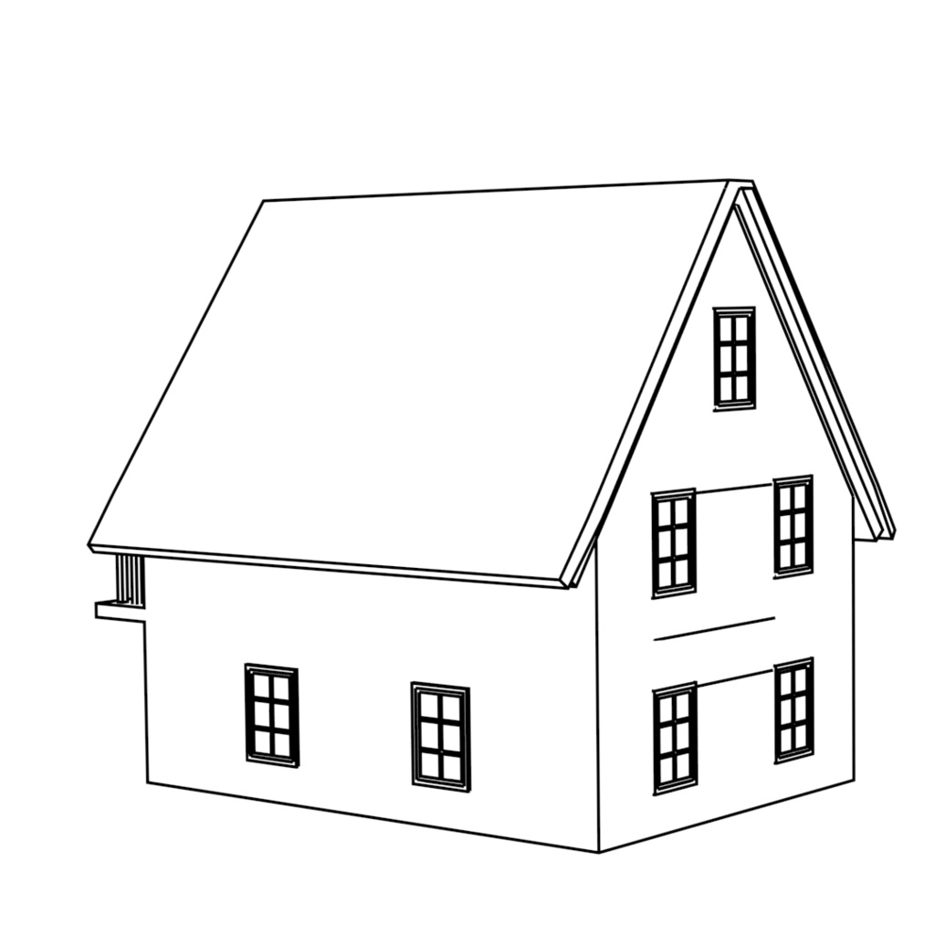 【漫画背景用3D素材】洋風の家(町.ver) 【No.9】