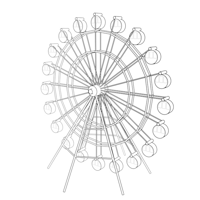 【漫画背景用3D素材】観覧車 【No.11】