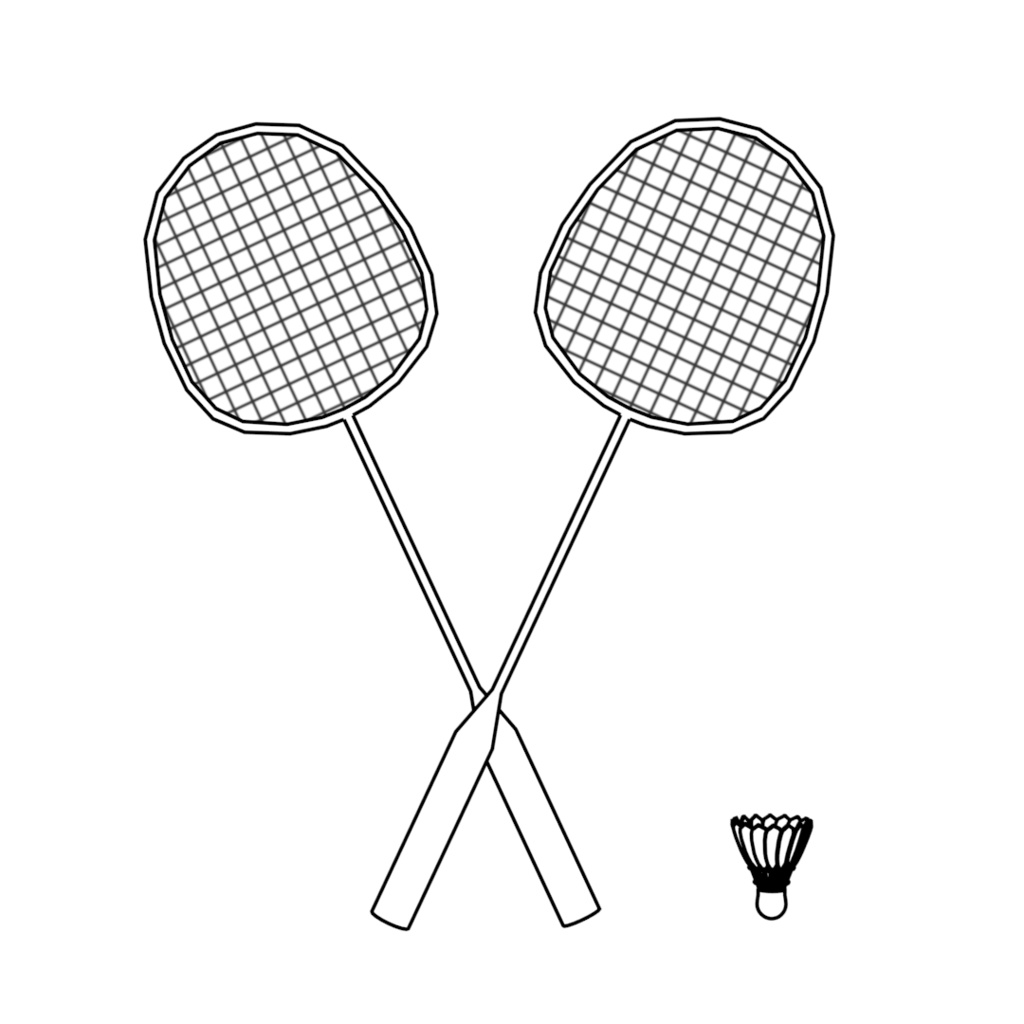 【漫画背景用3D素材】バドミントンラケットとシャトル 【No.17】