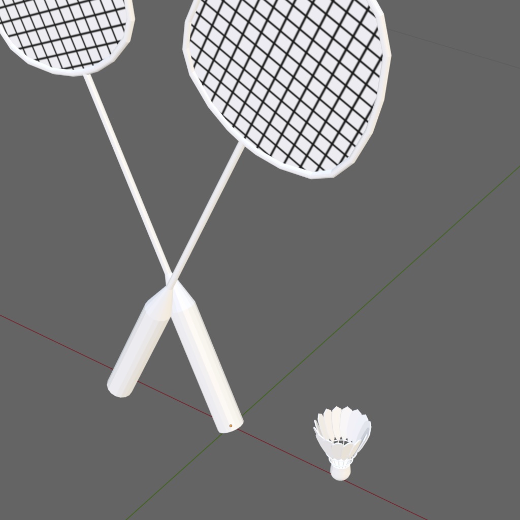 【漫画背景用3D素材】バドミントンラケットとシャトル 【No.17】