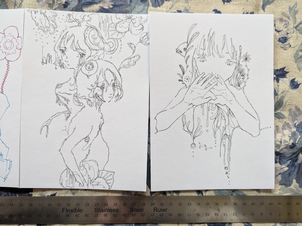 ペン画 6枚