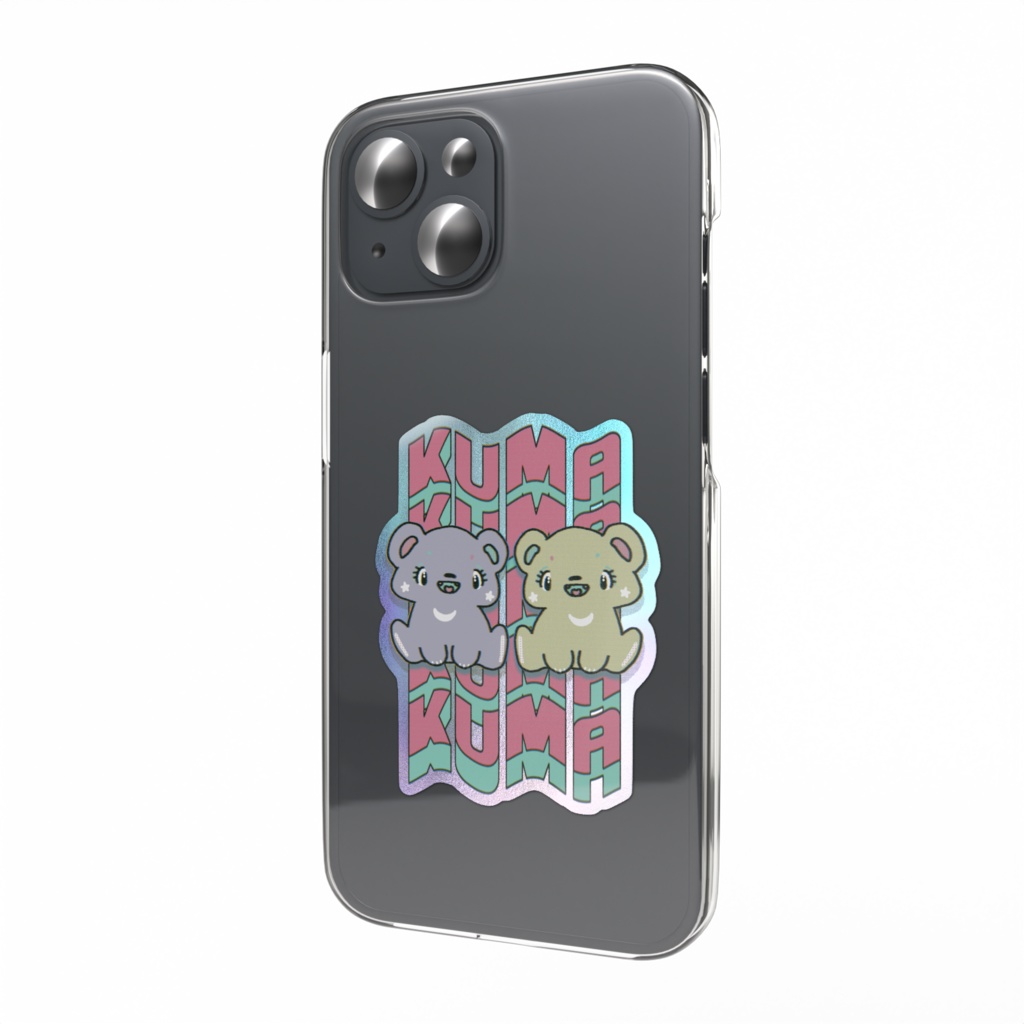 くまは危険 オーロラスマホステッカー