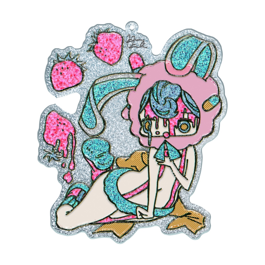 ドロドロいちご ラメアクリルキーホルダー