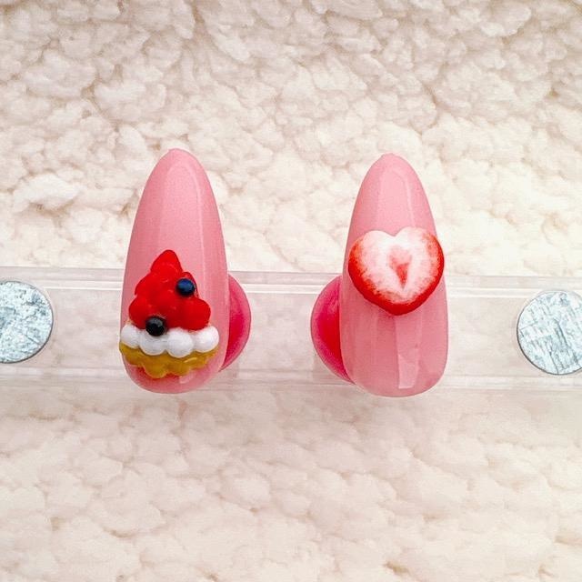 【3Dネイルパーツ】甘酸っぱいベリータルト&ハート苺セット♡ハンドメイド